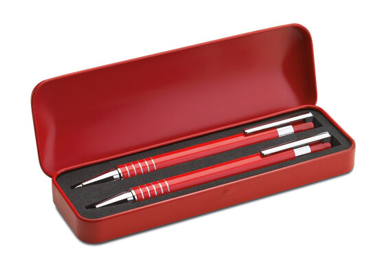 aluminium schrijfset rood