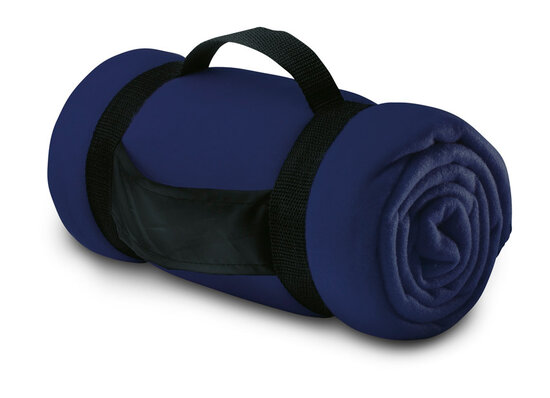 fleecedeken met handvat navy