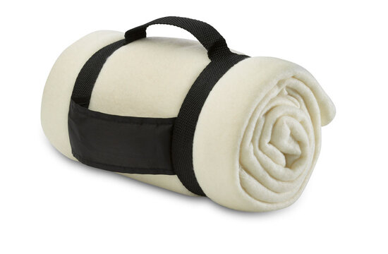 fleecedeken met handvat beige