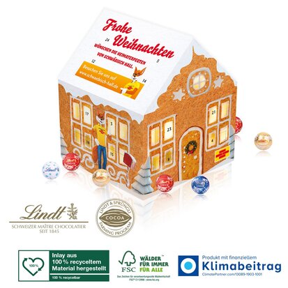 Kersthuis Lindt bedrukt