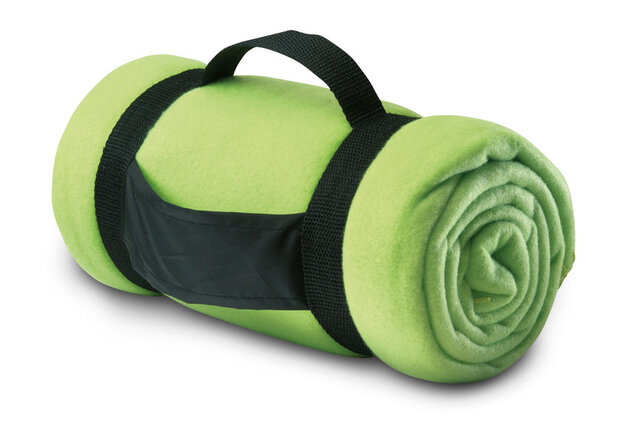 fleecedeken met handvat groen